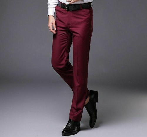 Formal Trousers Men Pants Red Wine 