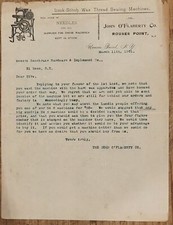 1901 Letterhead Rouses Point New York John O'Flaherty Co Sewing Machines