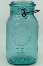 Vintage 1975/1976 Blue Ball Ideal Caning Jar Bicentennial Eagle w/ wire No Lid