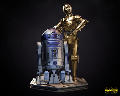 R2-D2 and C-3PO Statue Diorama Star Wars 3D Droids Resin Model Kit 