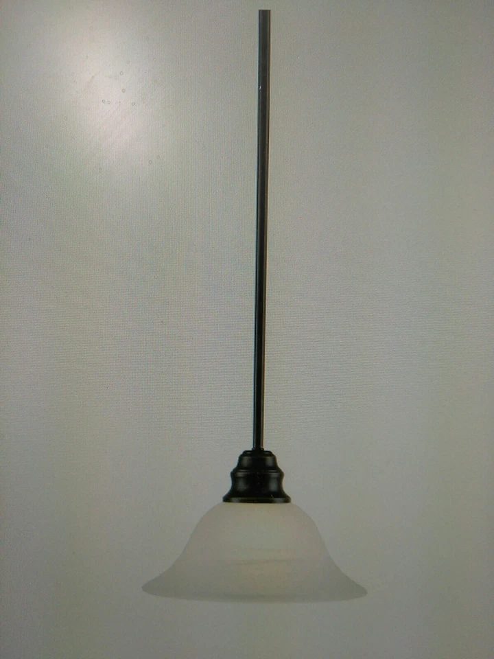 PORTFOLIO Acabado Bronce Frotado con Aceite LUZ COLGANTE con Pantalla de Vidrio de Alabastro (#42D Foto 3 de 4