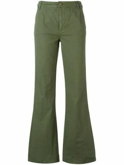 TORY BURCH Ladies Agave Green Flared Trousers Pants Size 26 NWT $225
