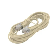 15' Feet RJ11 IVORY Modular Phone/Telephone Wire Line Flat Cord 6P4C 15ft. Foot