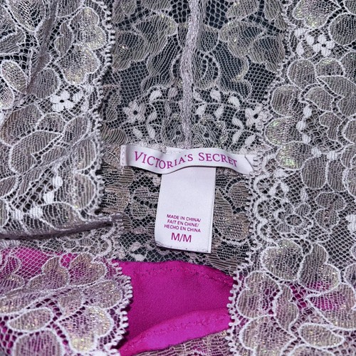 Camisón Victoria's Secret Talla Mediana Rosa Brillante Satinado Encaje - Imagen 7 de 8