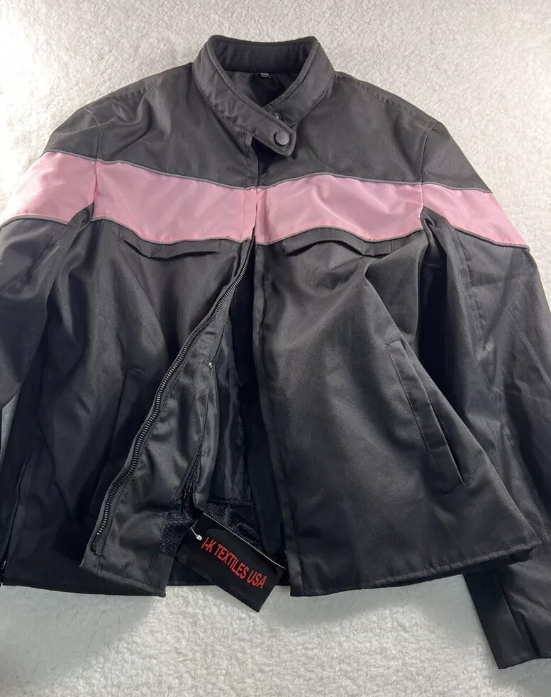 Vintage, I K TEXTILE USA Women Biker Black Jacket Pink Still Has