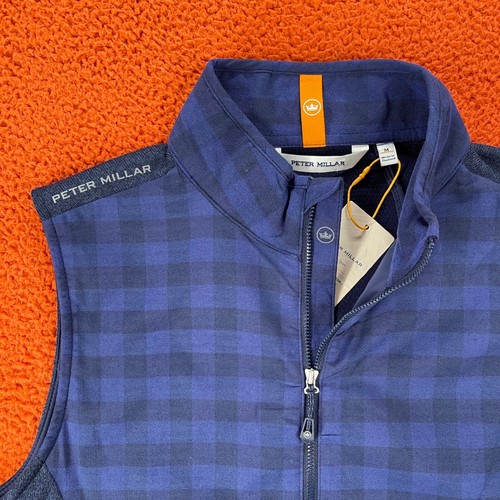 PETER MILLAR Mens MEDIUM Fuse Elite Flannel Hybrid Golf Vest Navy Blue NEW $220 - Picture 4 of 10
