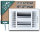 12X8 Duct Opening 3 Way Steel Air Supply Diffuser Register Vent Cover Grille B22