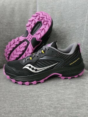 Saucony EXCURSION TR15 Womens Trail Running Shoes (Black & Purple) Sz 6.5 NWB