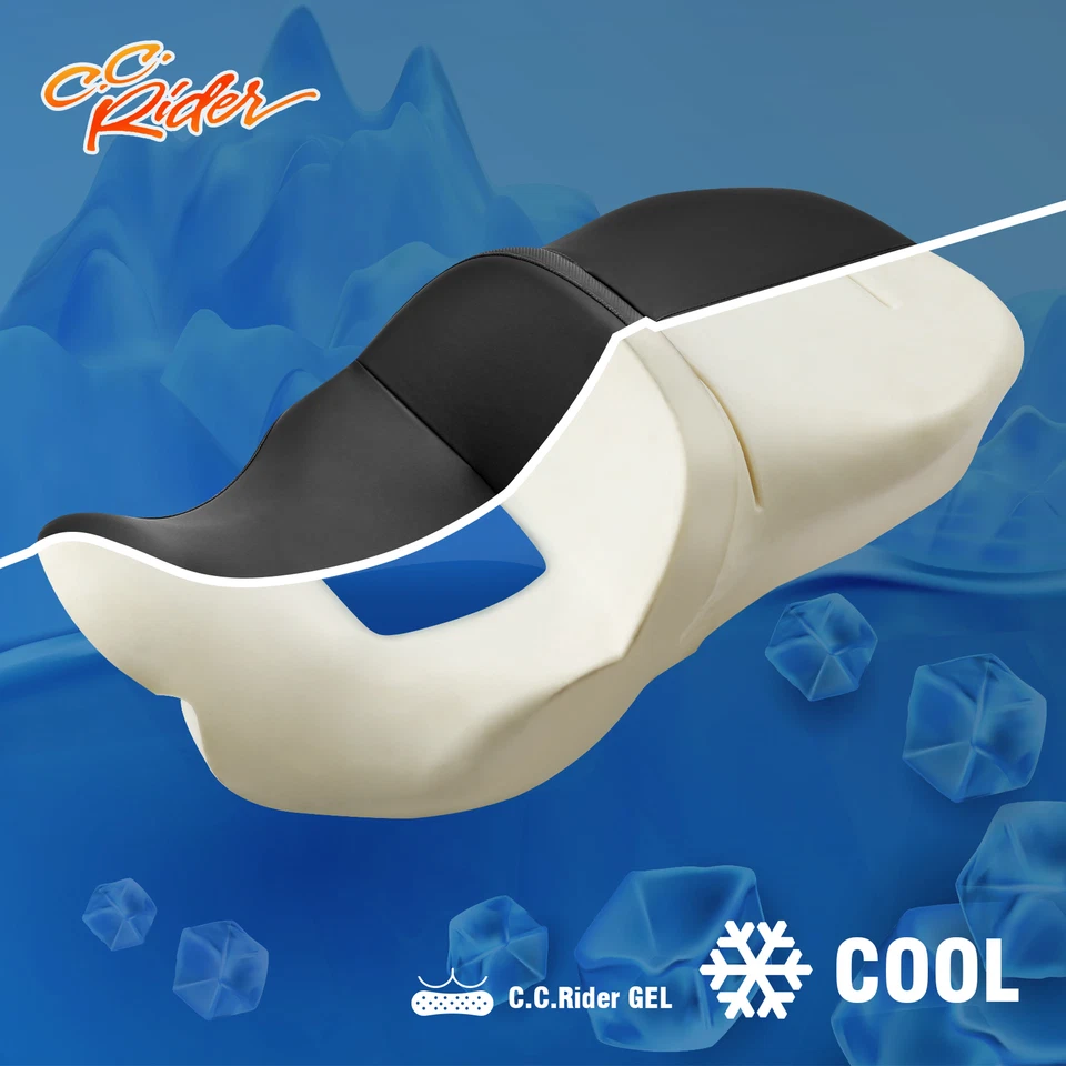 Asiento de gel para conductor pasajero apto para Harley Touring Road Glide Tri Glide 2009-2023 Foto 4 de 4