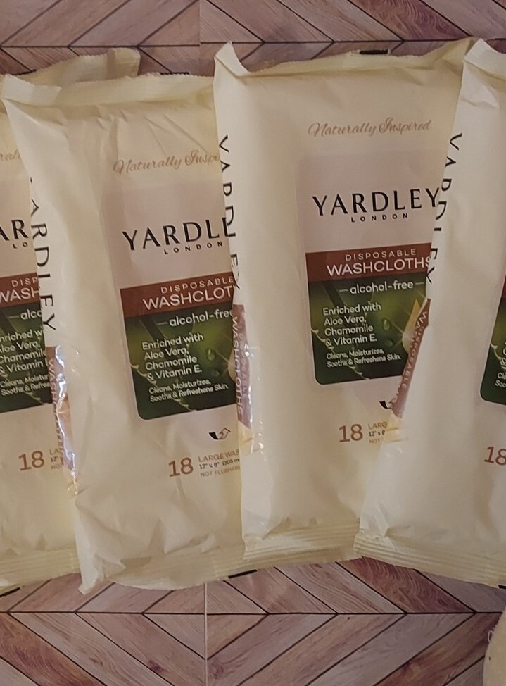 BUNDLE LOT 36 Disposable Washcloths Yardley London Aloe Vera Chamomile