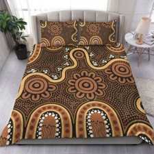 Australia Aboriginal Bedding Set - Aboriginal Style of Dot Art Bedding Set Gift