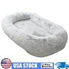 Human Size Giant Dog Bed Sofa for Adults Basket Long Plush Large Pet Bed (Grey)