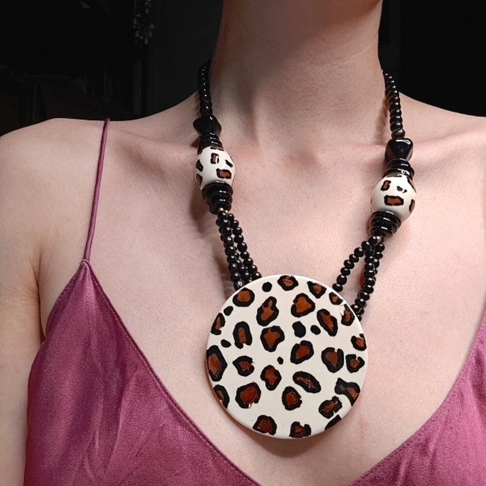 Leopard statement necklace sale