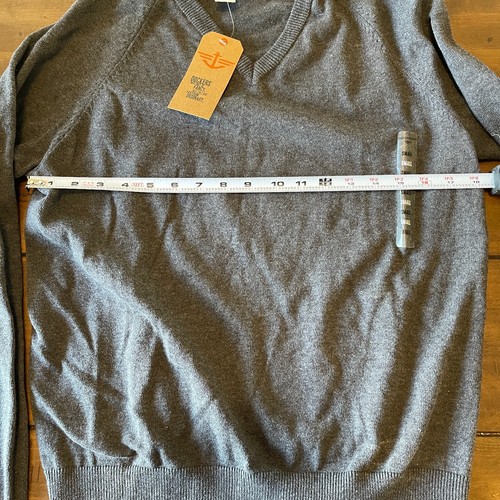 New Dockers Sweater Pullover Men S Small Gray Knit Cotton V-Neck Long Sleeve - Picture 4 of 7