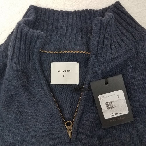 NEW Billy Reid Men's S Camel Wool Jersey Half Zip Pullover Sweater in Blue $295 - Picture 7 of 10