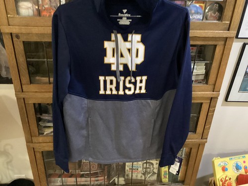 NWOT Notre Dame Fighting Irish FANATICS Gray/Navy SPELL OUT Hoodie SZ L - Cool - Picture 11 of 12