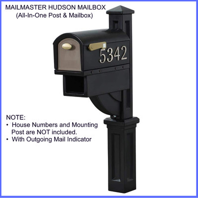   Mailmaster Hudson Mailbox Post Newspaper Holder Heavy Duty Mount Large, Black
