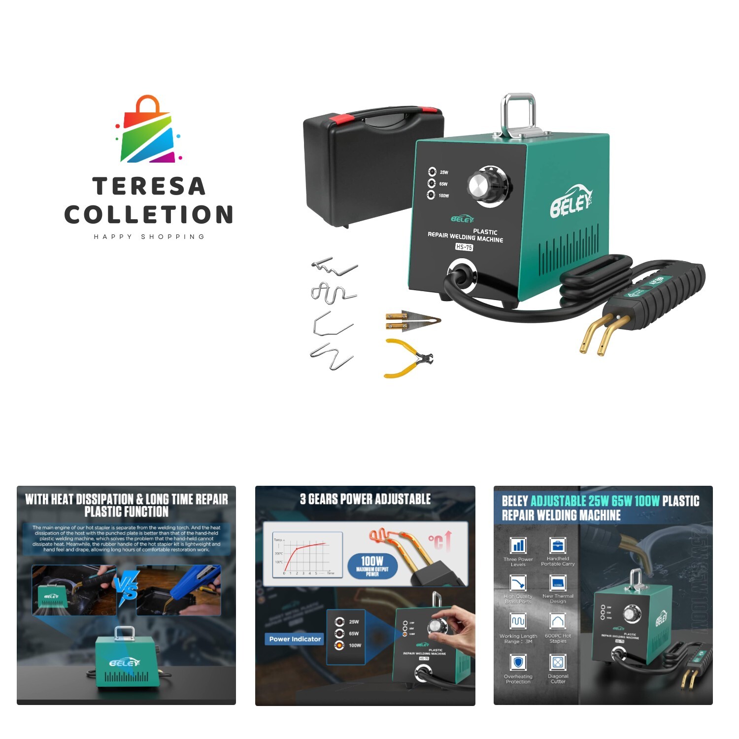 Plastic Welder Kit Hot Stapler - Adjustable 25W 65W 100W Plastic Repair Weldi...-image