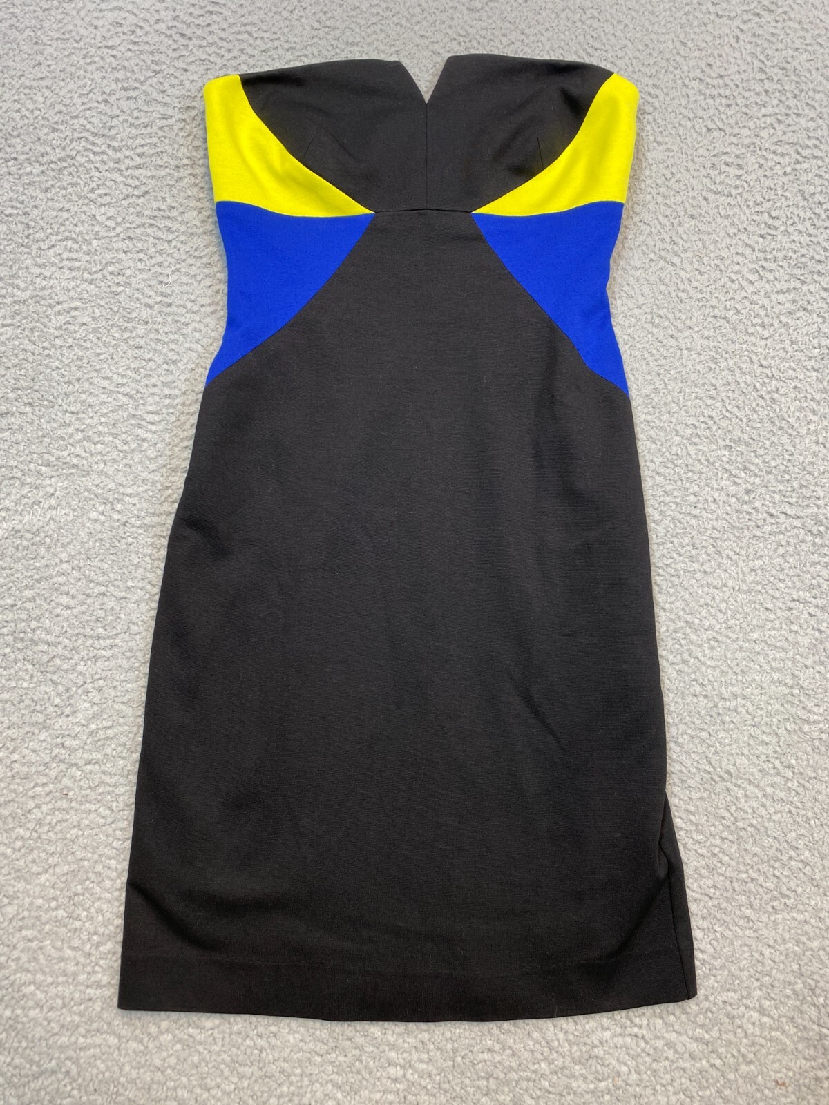 Trina Turk Women Size 2 Black Yellow Blue Strapless Pencil Cocktail Dress Lined-image