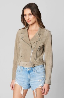 BLANKNYC] womens Suede Moto Jacket, Sand Stoner, Medium US | eBay