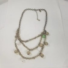 Gold Tone Chain Multi Strand Dangle Bead Necklace Charming Charlie