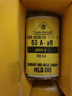 JEAN MULLER HLS-00 SICHERUNG 669V VDE0636/23 HLS00 63 A-aR 100 K A