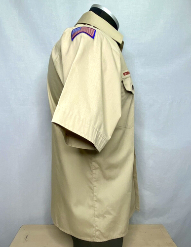 BSA Boy Scouts of America Shirt Khaki Size XL Youth Teen Flag Patch Official - Picture 4 of 10