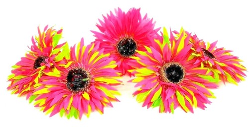Lg Daisy Picks Pink and Green and 1 Pink 6" to 7" Flowers Set Of 5