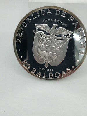 1974 Panama 20 Balboas Proof Silver coin, Simon Bolivar 1783