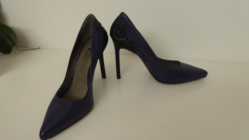 Neu Versace Collection Schuhe Pumps Gr. 37 Glatt Wildleder Mix Dunkel Lila - Bild 4 von 12