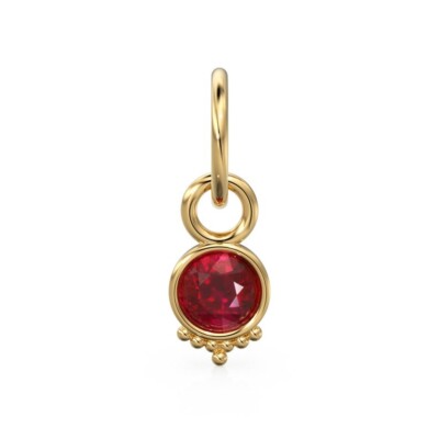 Blutroter Rubin Charm Juli Geburtsstein 18k massiv Gold Handarbeit Gold Anhänger
