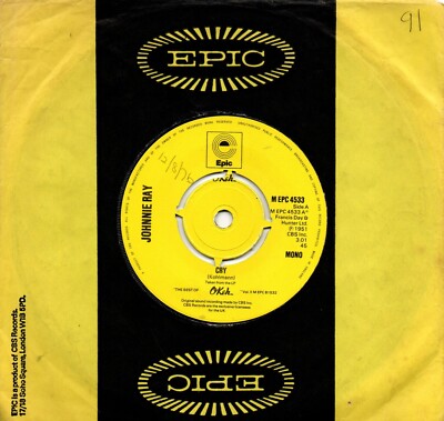 Johnnie Ray:Cry/The little white cloud that cried:UK Epic:Re-Issue