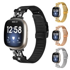 For Fitbit Sense Versa 3 4 Stainless Steel Mesh Wrist Watch Band Strap Bracelet