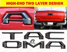 Double Layer Tailgate Insert Letters fits 2016-2021 Toyota Tacoma (Gray Black)