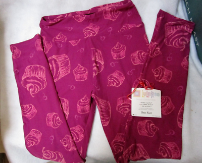 Lularoe Leggings Birthday Cupcake Cherry Purple (pinkish) One Size