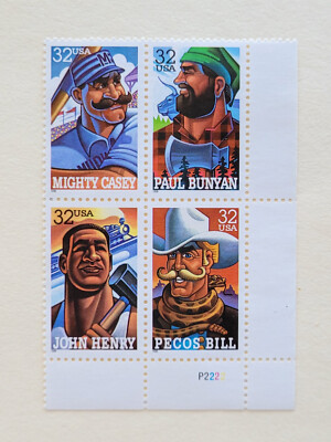 US 1996 Folk Heroes Casey Paul Bunyan Pecos Bill John Henry 32c Sc#3083 ...