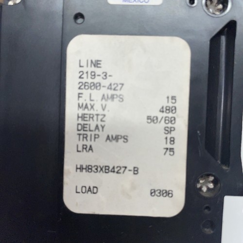 Carrier/Airpax HH83XB427B 15 Amp Circuit Breaker eBay