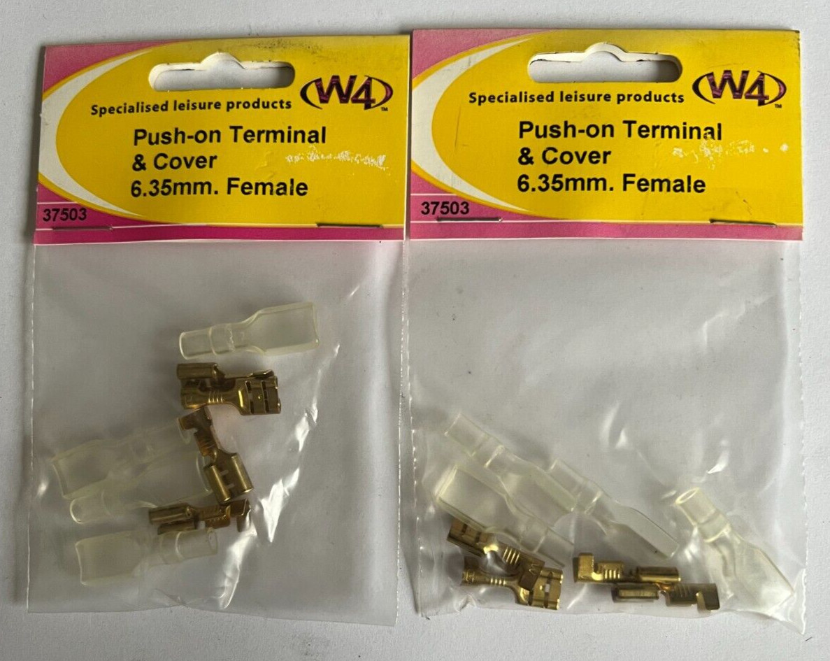 W4  2 Packs  of 4 Push on Terminal & Cover 6.35mm Female 37503 caravan motorhome