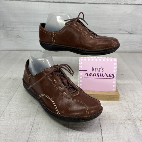 Clarks 77597 Cuero Marrón Con Cordones Puntera de Bicicleta Oxford Planos Zapatos Cómodos Talla 8 M