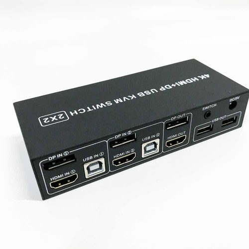 HDMI Displayport KVM Switch 2 Computer 2 Monitore, 4K@60Hz 2 Port HDMI+DP KVM - Bild 4 von 7