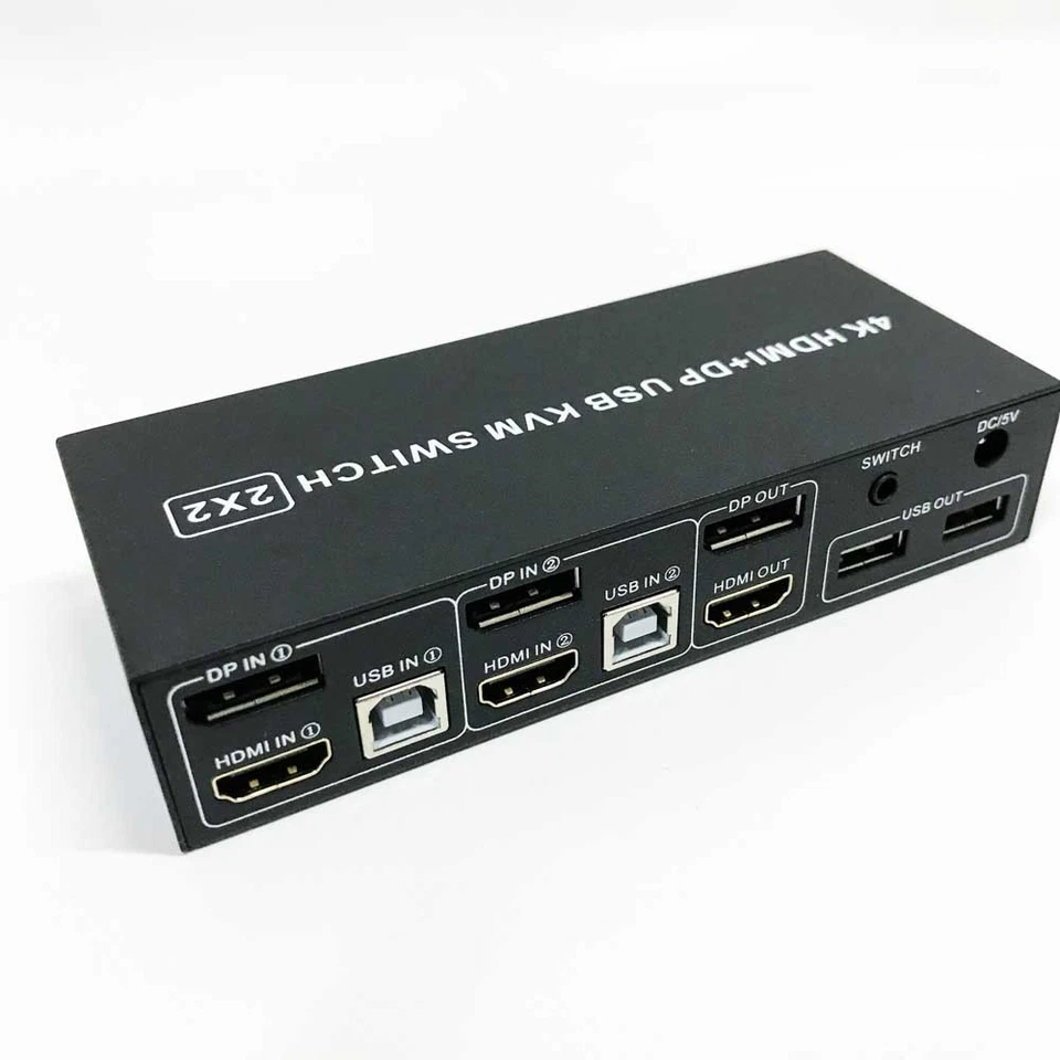 HDMI Displayport KVM Switch 2 Computer 2 Monitore, 4K@60Hz 2 Port HDMI+DP KVM - Bild 4 von 4