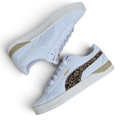 Puma Jada Classic Animal Flair Leopard Sneakers Womens 37 New Gold White Exotic DS