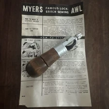 Vintage 1960  C.A. Myers Co. Famous Lock Stitch Leather Sewing Awl w/ Inst