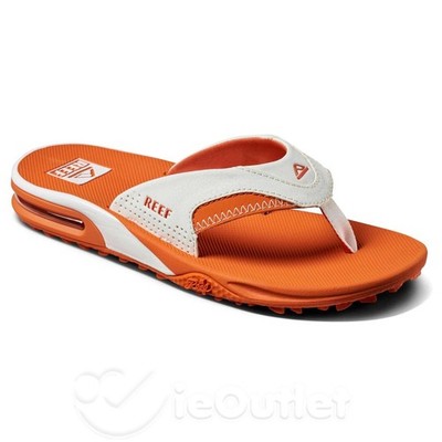 REEF Fanning PREGAME  All-Terrain Flip Flop + Bottle Opener Orange White SIZE 10