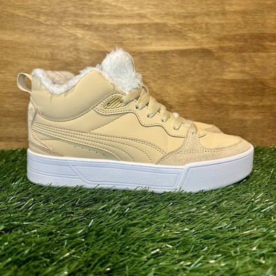 Puma Skye Demi Teddy Womens 8 Lined Mid Top Athletic Sneaker Beige Trainers