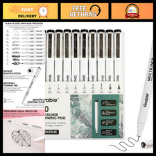 Waterproof Micro Fineliner Pens Set - 10 Black Drawing Art Pens for Sketching