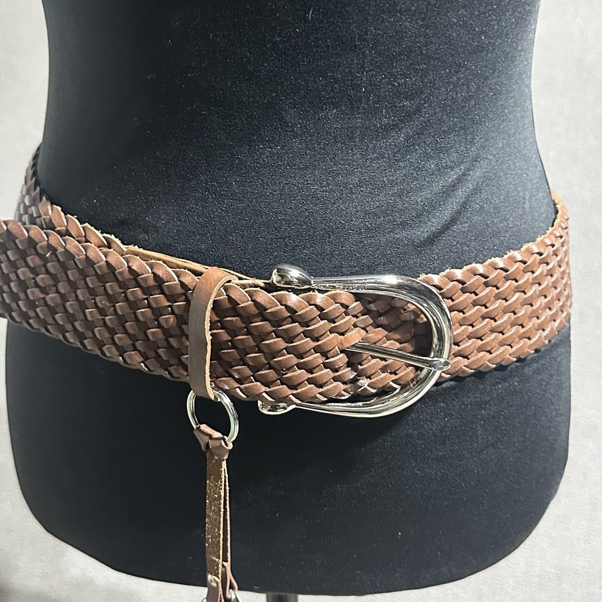 Michael Kors Belt Braided Brown Leather Womens M Weave Wide  display picture 1
