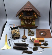 Vintage Chalet Musical Cuckoo Clock & Regula 25-86 - Hand Painted  11" Tall