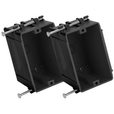 1-Gang New Work Nail Outlet Box, 18 Cubic Inch Black Switch Box, ETL Listed,f...