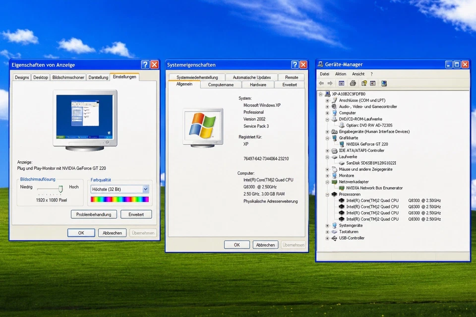 Windows XP Gamer 32bit Fujitsu P1500 Core2Quad 2.50GHz 128GB SSD 4GB COM DVD - Bild 3 von 4